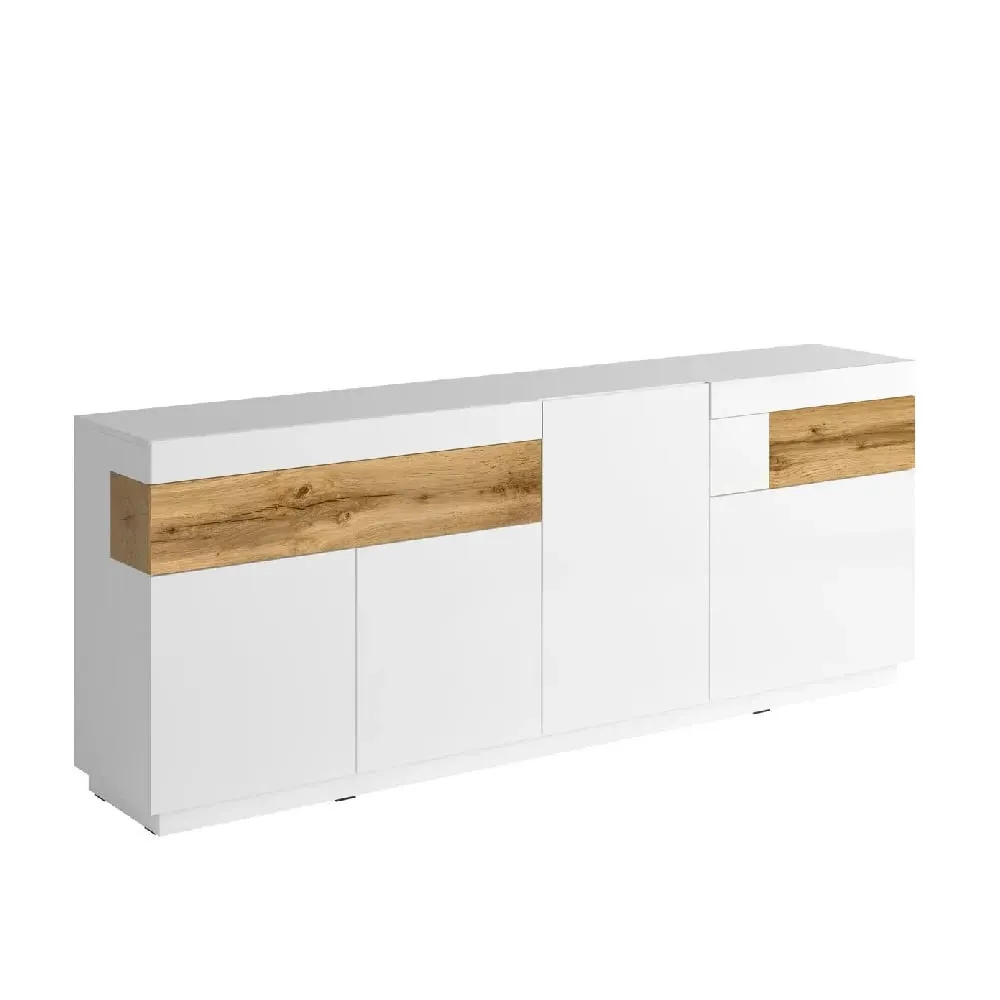 Sevilla 3-Door Sideboard - White, Wotan Oak image