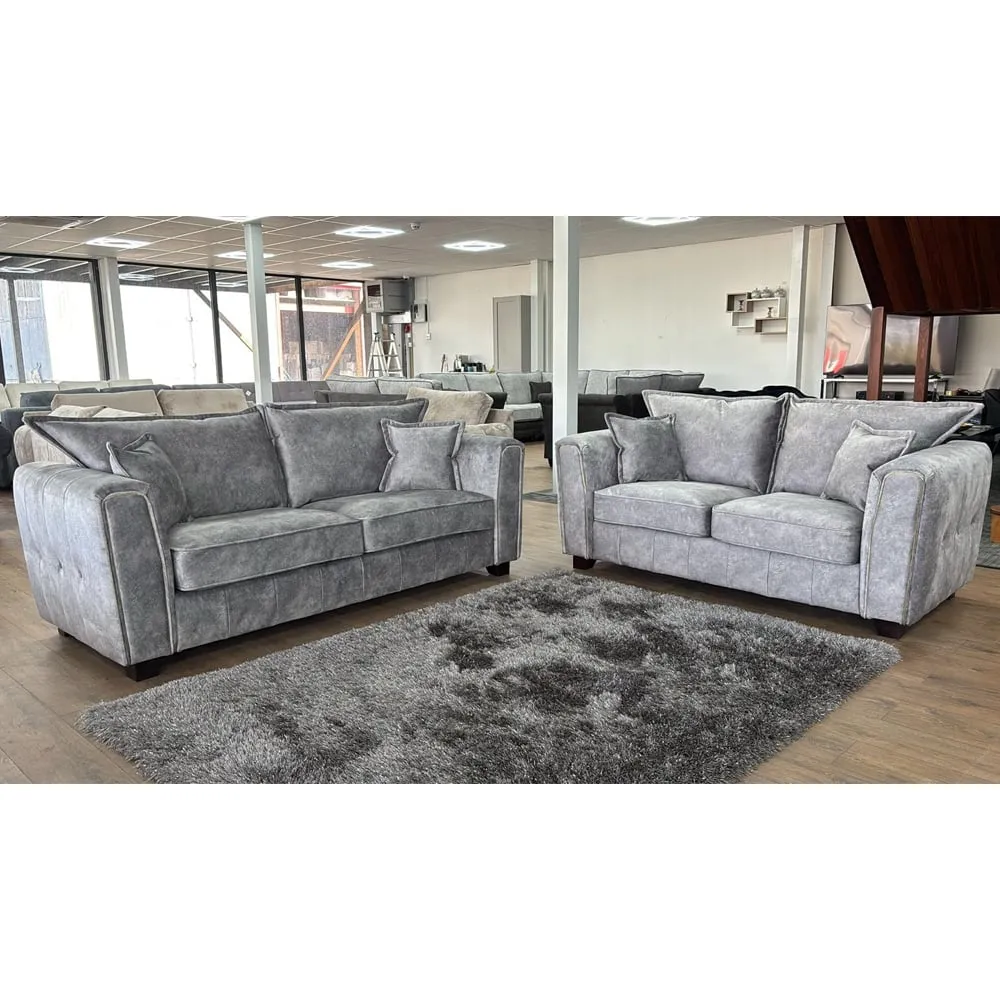 Sevilla 3+2 Seater Sofa Set - Silver, Fabric
