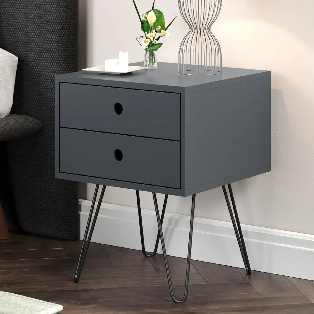 Sevilla Bedside Cabinet with Black Legs - Blue