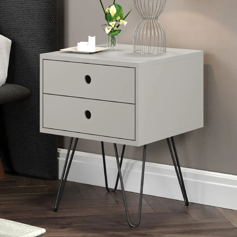 Sevilla Bedside Cabinet with Black Legs - Grey