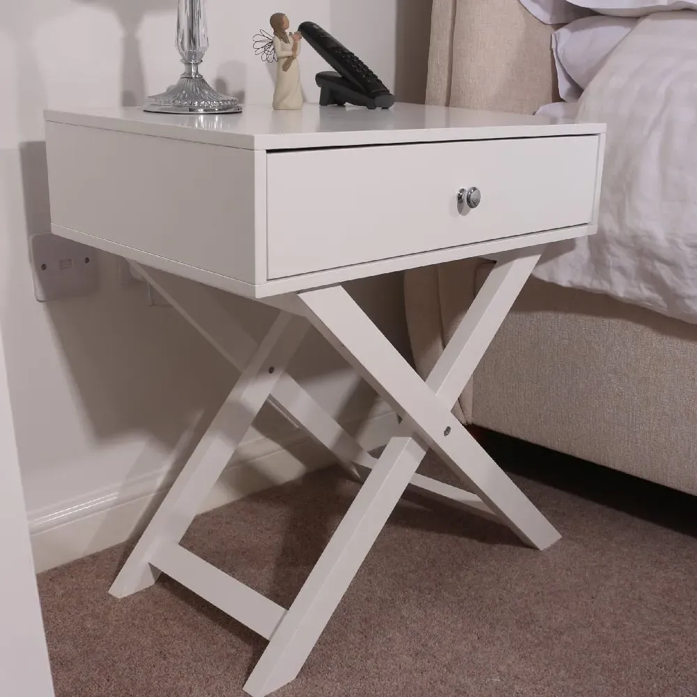 Sevilla Bedside Cabinet with Drawer - White