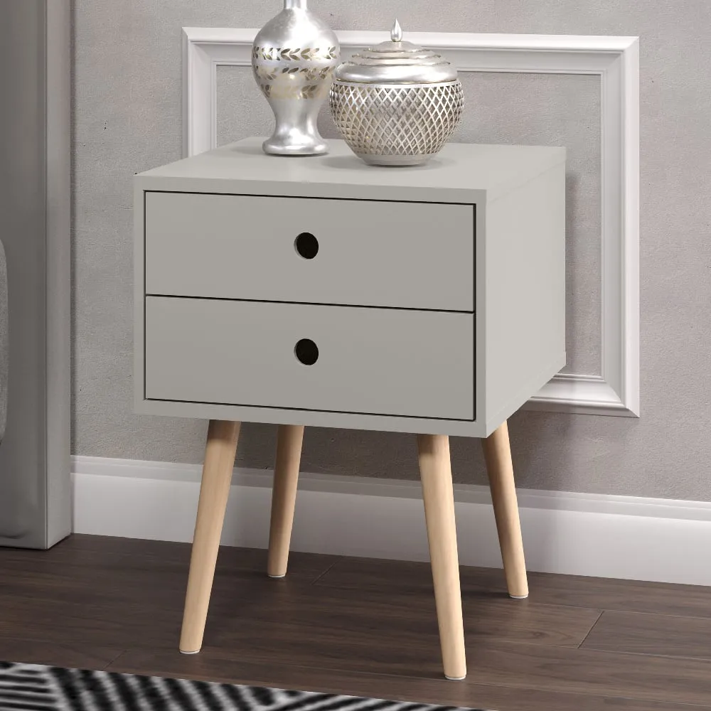 Sevilla Bedside Cabinet with Oak Legs - Grey