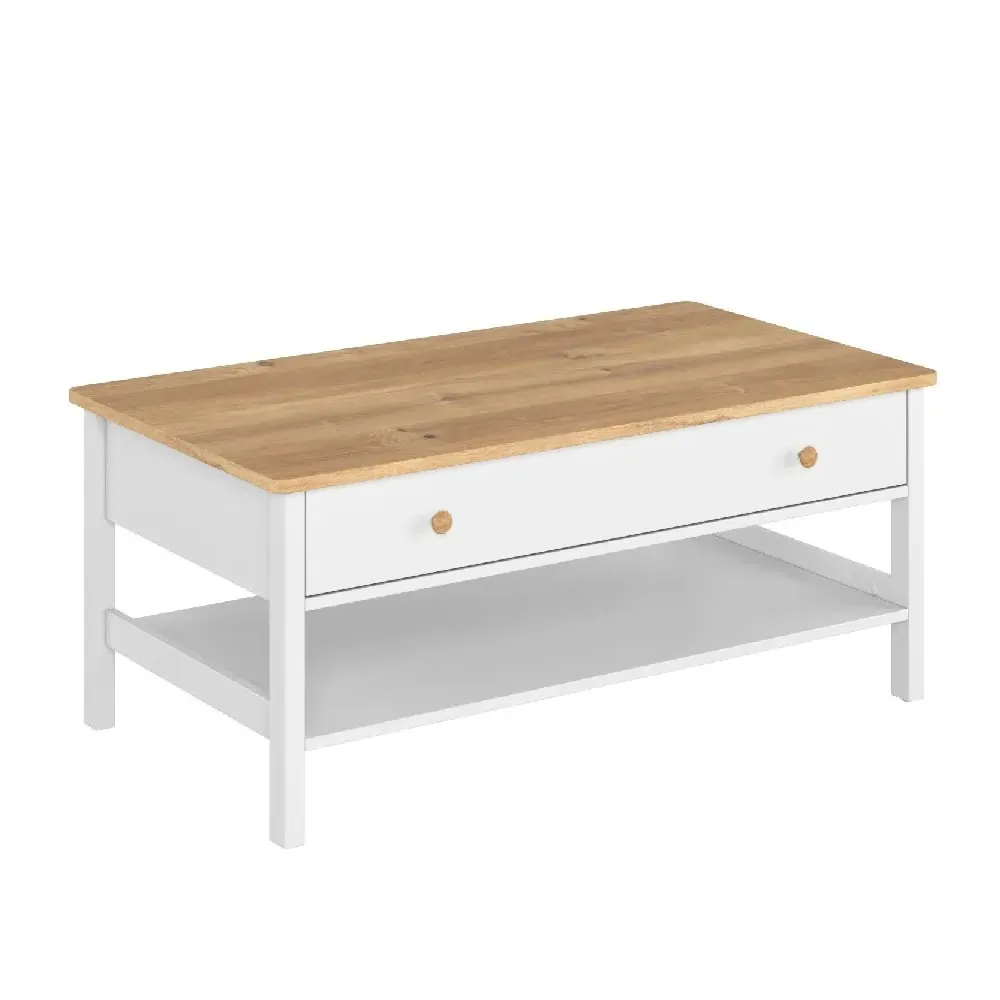 Sevilla Coffee Table with Drawer - White, Oak