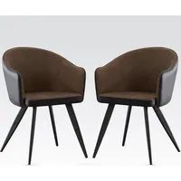 Sevilla Dining Chairs in Pair - Brown, PU Leather alternate view