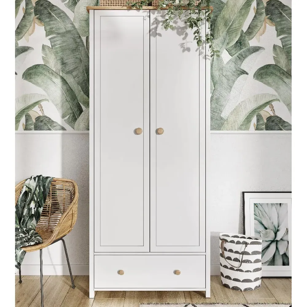 Sevilla I 2-Door Wardrobe - White, Oak