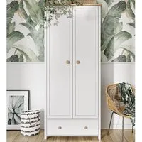 Sevilla II 2-Door Wardrobe - Matt White, Oak