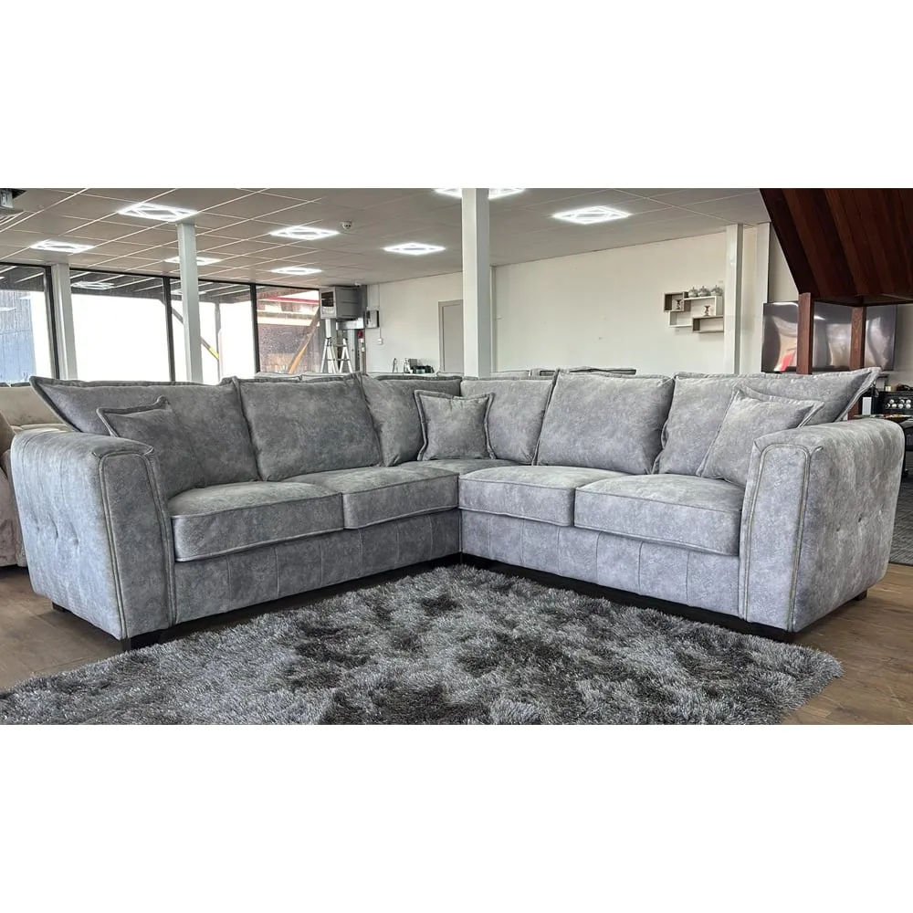 Sevilla L-Shaped Corner Sofa - Silver, Fabric