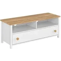 Sevilla TV Stand with Drawer - White, Oak