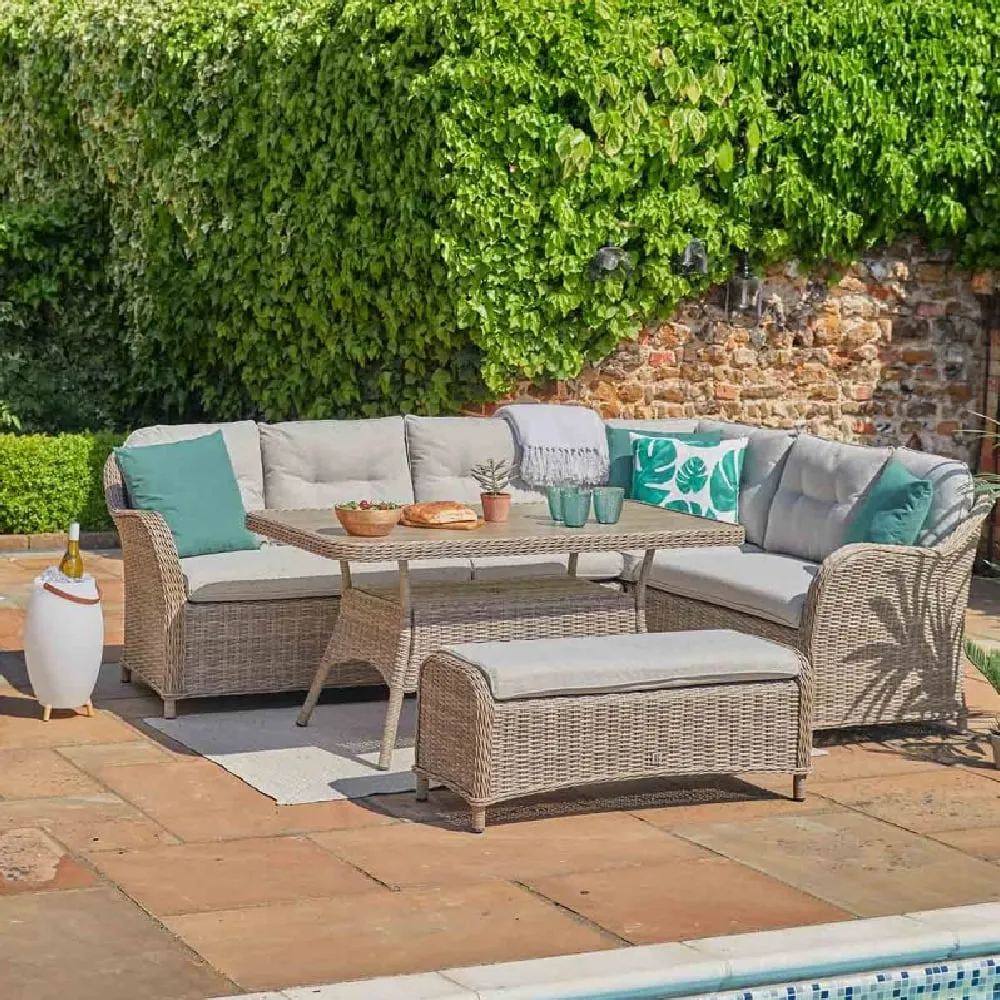 Sewanee Rectangular Garden Dining Set - Sand, Rattan image