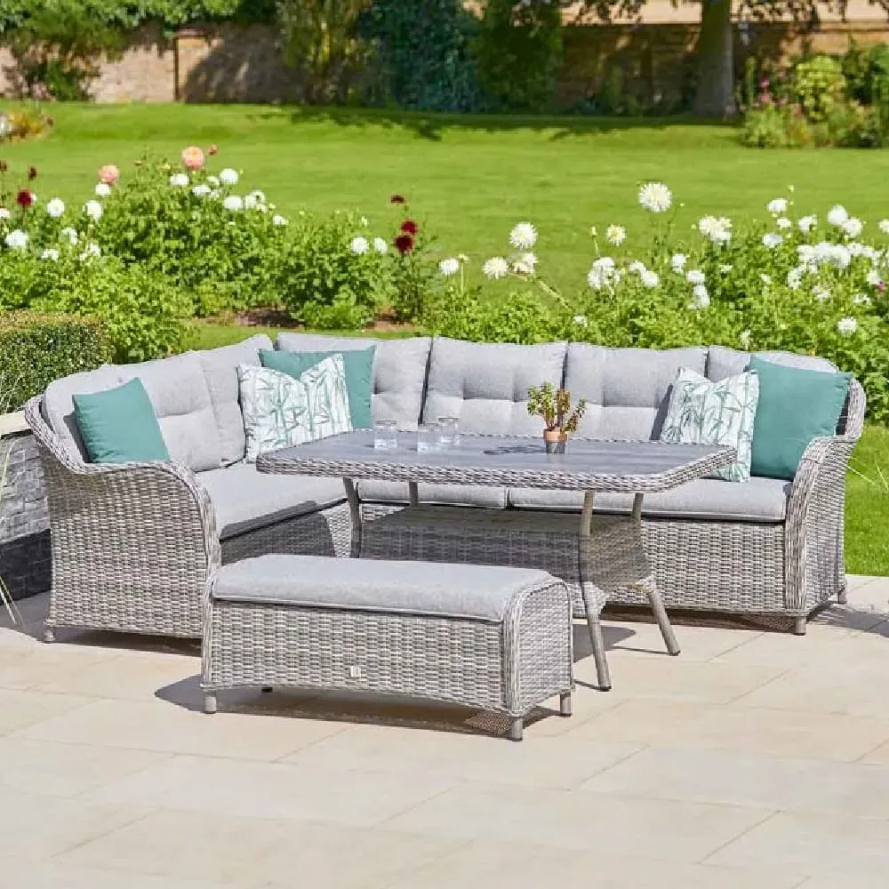 Sewanee Rectangular Garden Dining Set - Stone, Rattan