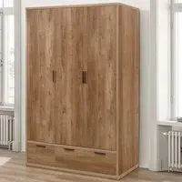 Seward 3-Door Wardrobe with 2 Drawers - Rustic Oak
