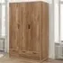 Seward 3-Door Wardrobe with 2 Drawers - Rustic Oak
