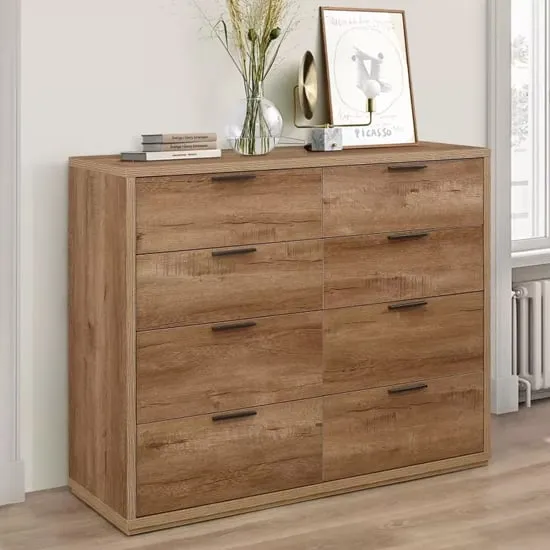 Seward 8 Drawer Chest of Drawers - Rustic Oak