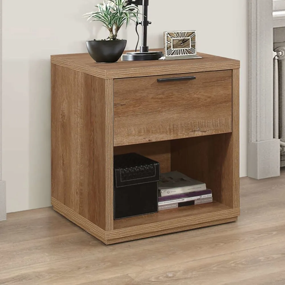 Seward Bedside Cabinet with 1 Drawer - Rustic Oak image