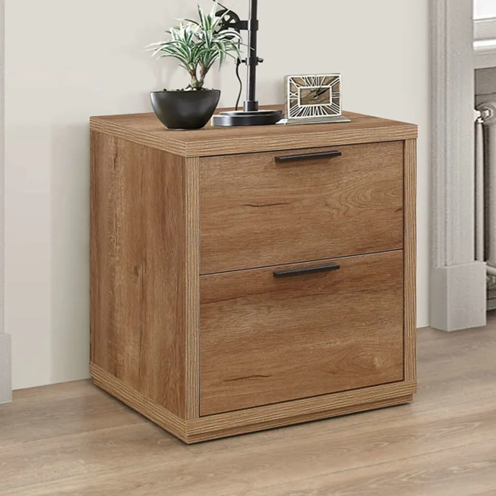 Seward Bedside Cabinet with 2 Drawers - Rustic Oak
