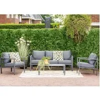 Seymour Garden Lounge Set with Coffee Table - Black, Aluminium