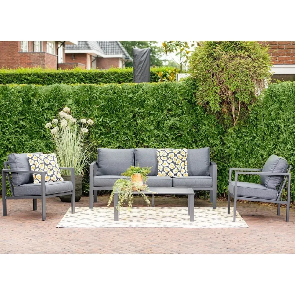 Seymour Garden Lounge Set with Coffee Table - Black, Aluminium image