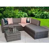 Shafter L-Shaped Garden Corner Sofa Set - Grey, Rattan