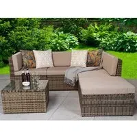 Shafter L-Shaped Garden Corner Sofa Set - Natural Brown, Rattan