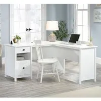Shaker L-Shaped Laptop Desk with Storage - White