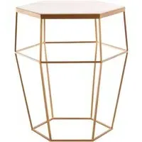 Shalom Hexagonal Side Table - White, Marble