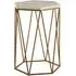 Shalom Hexagonal Side Table with Gold Base - White, Marble