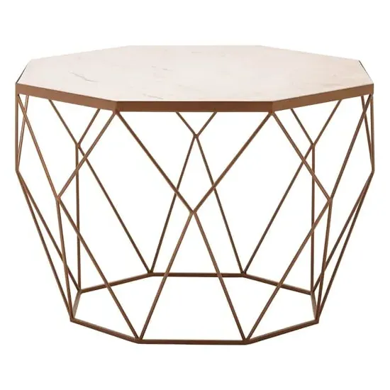 Shalom Octagonal Coffee Table - White, Marble image
