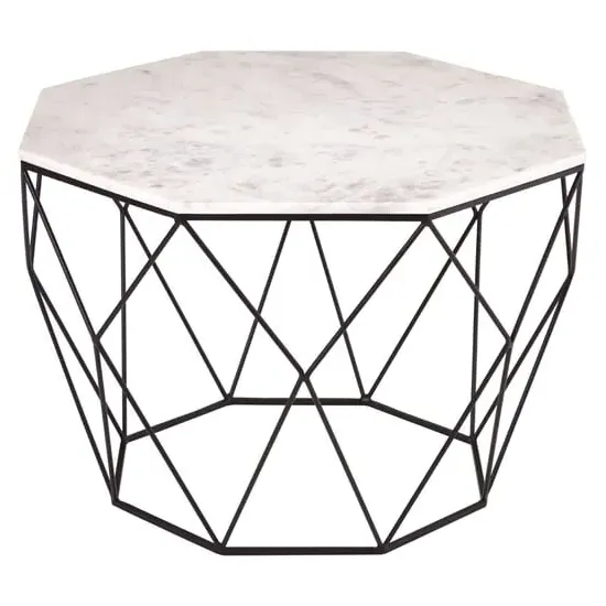 Shalom Octagonal Coffee Table - White, Marble image