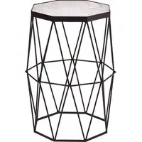 Shalom Octagonal Side Table - White Marble, Iron alternate view