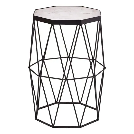 Shalom Octagonal Side Table - White Marble, Iron product