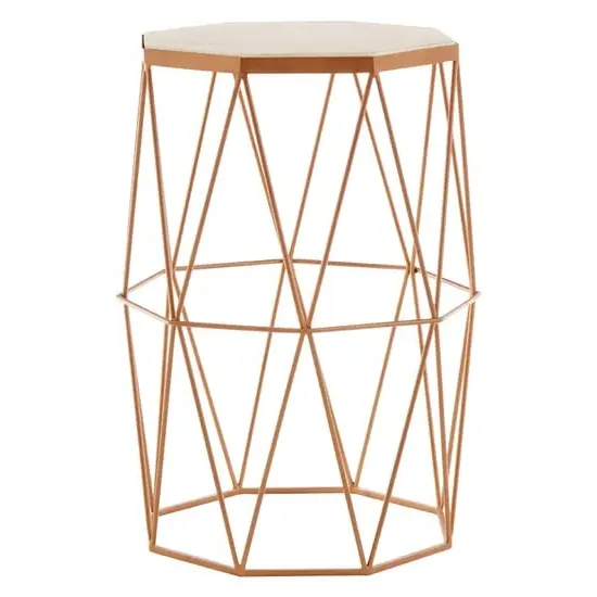 Shalom Octagonal Side Table - White, Marble image