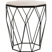 Shalom Octagonal Side Table - White, Marble