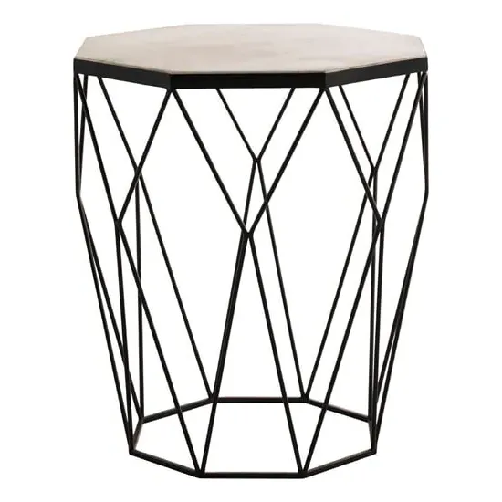Shalom Octagonal Side Table - White, Marble image