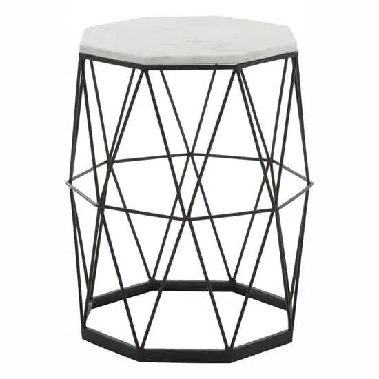 Shalom Octagonal Side Table - White, Marble image