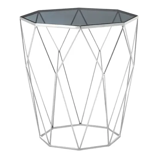 Shalom Octagonal Side Table with Frame - Black, Glass