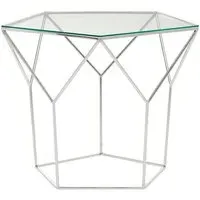 Shalom Pentagonal Coffee Table - Silver, Glass