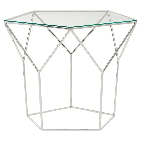 Shalom Pentagonal Coffee Table - Silver, Glass image