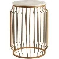 Shalom Round Side Table - White, Marble