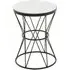 Shalom Round Side Table with Angular Base - White, Marble