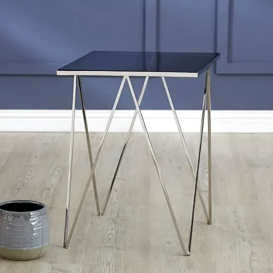 Shalom Square Side Table - Black, Glass image