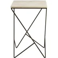 Shalom Square Side Table - White, Marble