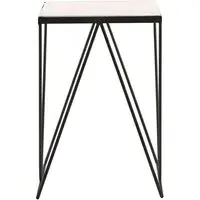 Shalom Square Side Table - White, Marble