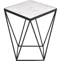 Shalom Square Side Table - White, Marble