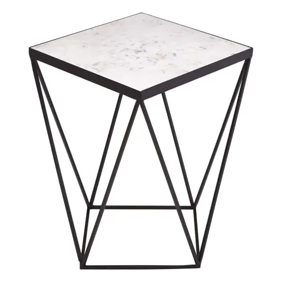 Shalom Square Side Table - White, Marble image