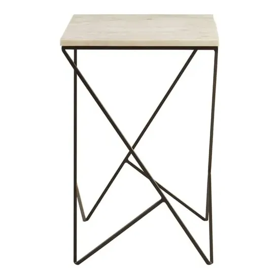 Shalom Square Side Table - White, Marble image