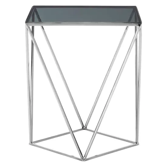 Shalom Square Side Table with Frame - Black, Glass