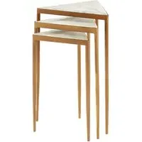 Shalom Triangular Nest of 3 Tables - White, Marble