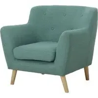 Shawnee Fabric Armchair with Oak Legs - Ocean Green