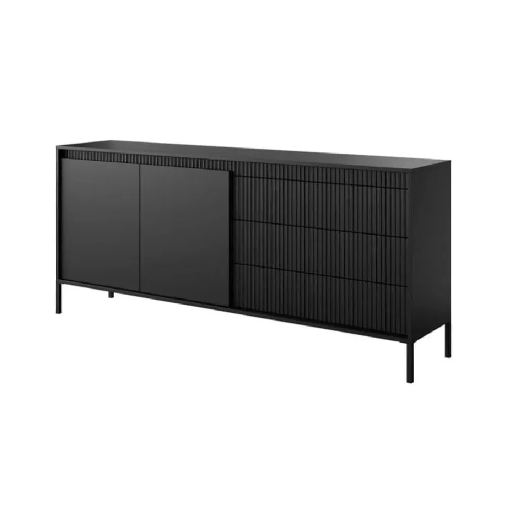 Shawnee Large Sideboard with 2 Doors 3 Drawers - Black