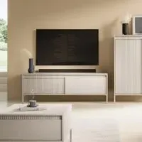 Shawnee Large TV Stand with 2 Flip Doors - Beige